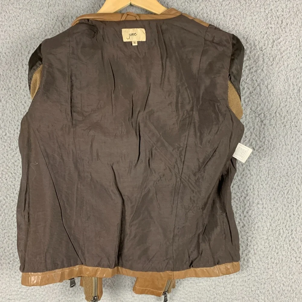 June Moto Jacket Women Small‎ Leather Brown Anthropologie